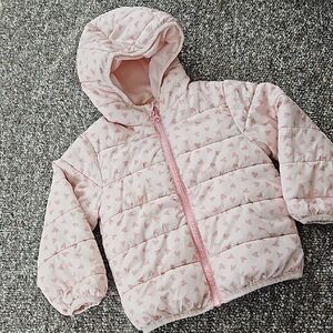 Pink Heart Patterned Hooded Jacket  24-36 months